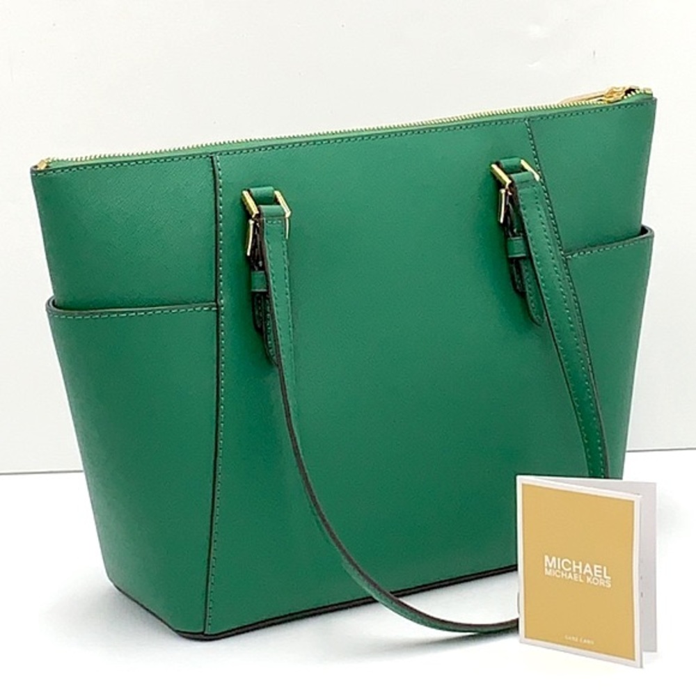 MICHAEL KORS CHARLOTTE LARGE TOP ZIP TOTE PALMETTO GREEN COLOR - Picture 4 of 16